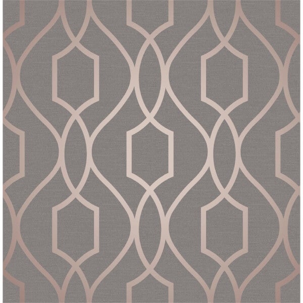 Fresco Apex Trellis Charcoal & Copper Wallpaper Homebase
