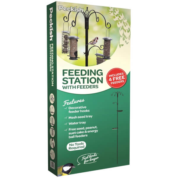 Peckish Wild Bird Feeding Stations with 4 Feeders Homebase