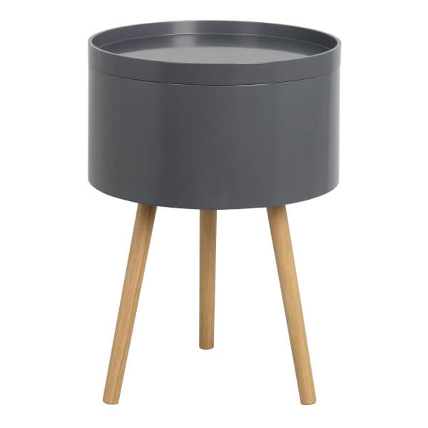 Storage Tray Side Table Dark Grey Homebase