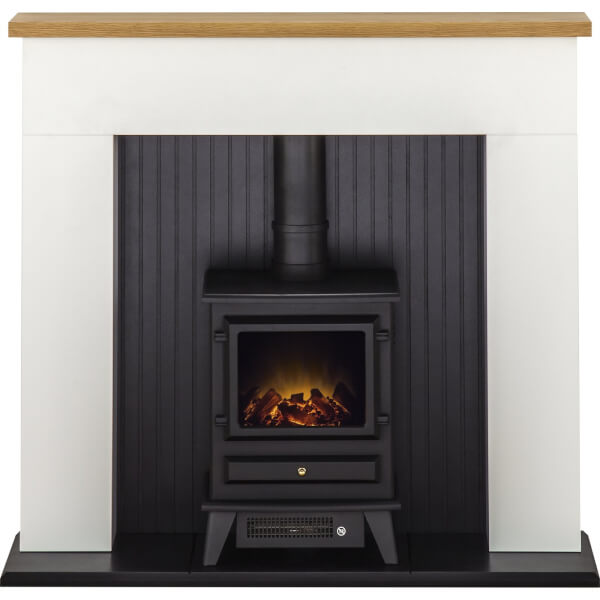 Adam Innsbruck Fireplace Surround & Hudson Electric Stove with Flat to