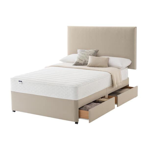 Silentnight Miracoil Memory 4 Drawer Divan Bed Sandstone Double