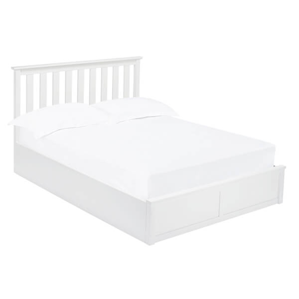 Oxford Double Ottoman Bed White Homebase