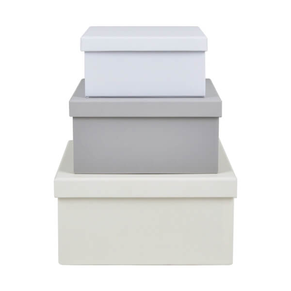 Plain Cardboard Storage Boxes Set of 3 Homebase