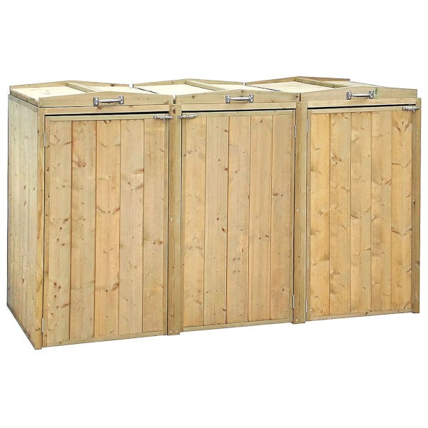 Charles Bentley Premium FSC Wooden Double Wheelie Bin and Recycle Box