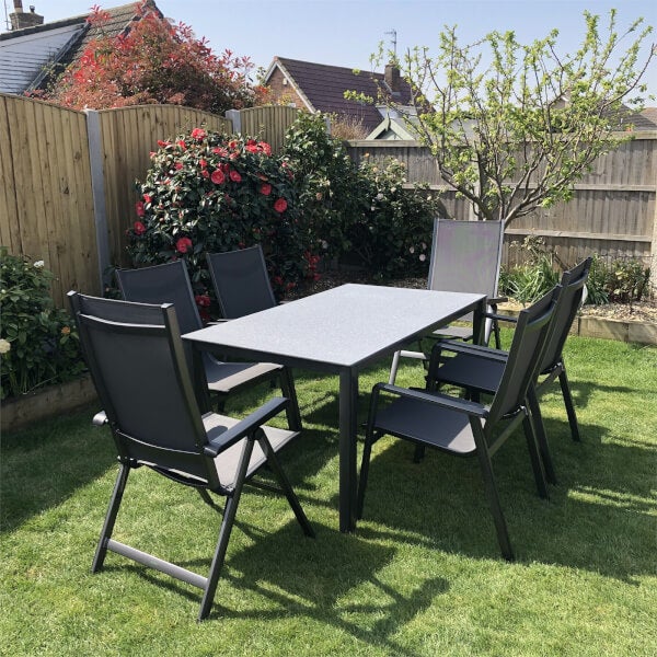 Mwh Elements 6 Seater Metal Garden Furniture in Anthracite Homebase