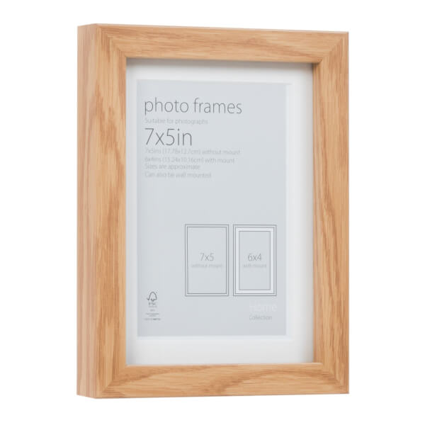 Photo Frame Oak 7 x 5 with 6 x 4 Mount Aperture Homebase