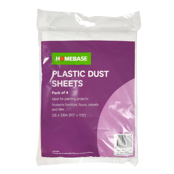 Homebase Plastic Dust Sheet 4pk Homebase