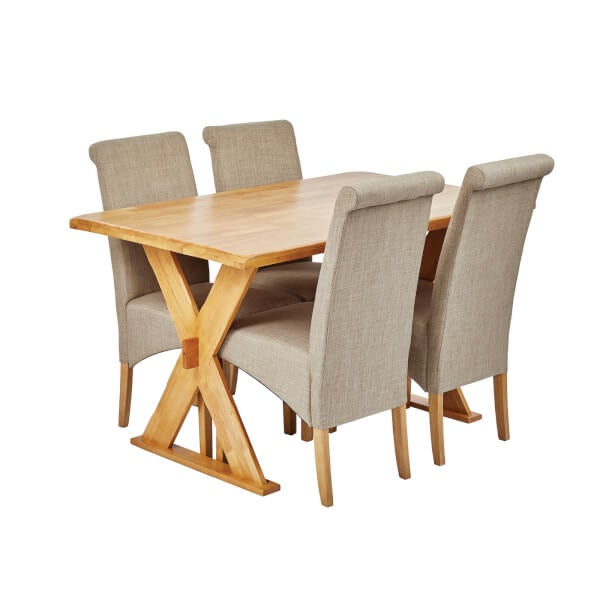 Seville 4 Seater Dining Set Amelia Dining Chairs Beige Homebase