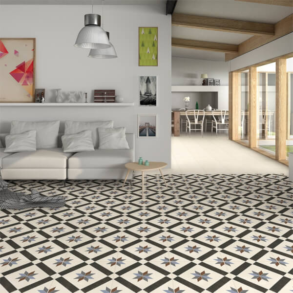 Bara Ivory Wall & Floor Tile - 330 x 330mm | Homebase
