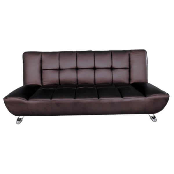 Vogue Sofa Bed Brown Faux Leather Homebase