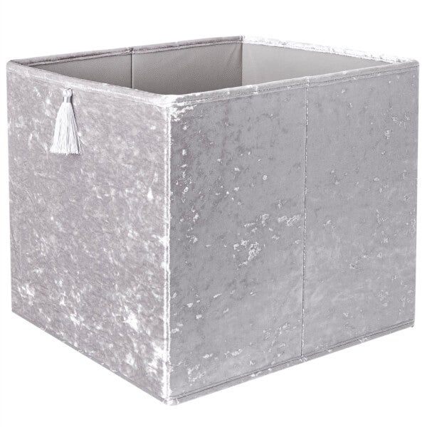 Clever Cube Fabric Insert Crushed Velvet Grey Homebase