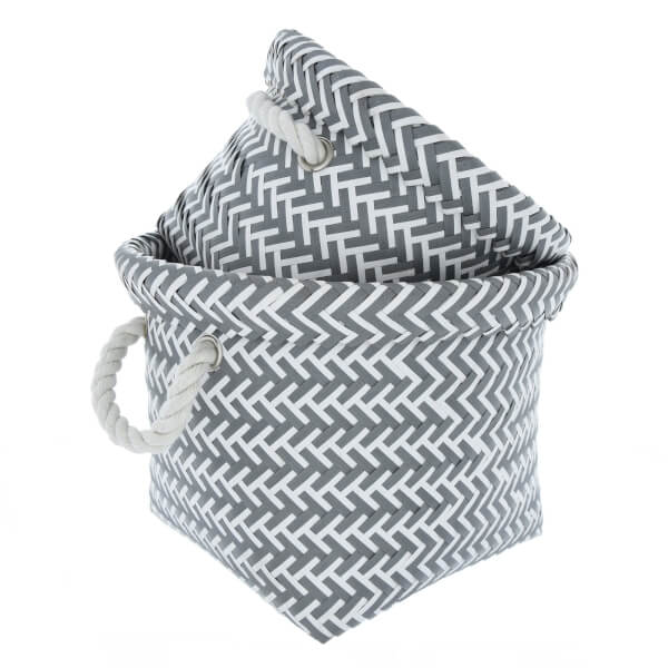 Storage Baskets Grey & White Set of 2 Homebase
