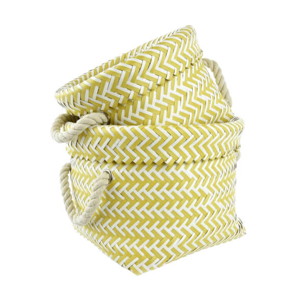 Storage Baskets Ochre & White Set of 2 Baskets Homebase