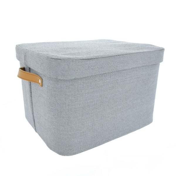 Fabric Storage Box with Faux Leather Handles Homebase