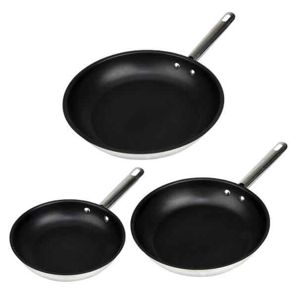 Denby Stainless Steel 3 Piece Frying Pan Set Homebase