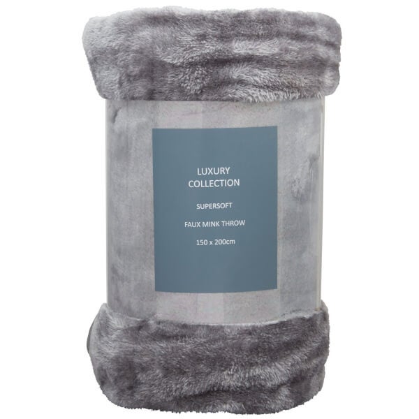 Faux Mink Throw Grey Homebase