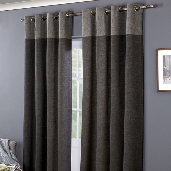 Oslo 100 Cotton Eyelet Curtains 90 x 90 Charcoal Homebase