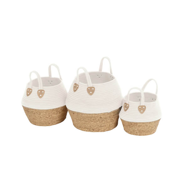 White Rope Baskets Set of 3 Homebase