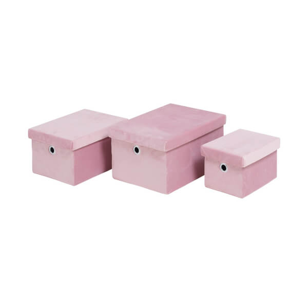 Velvet Storage Boxes Blush Set of 3 Homebase