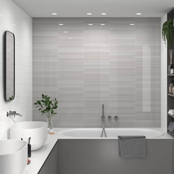 Manhattan Grey Ceramic Wall Tile 250 x 400mm Homebase