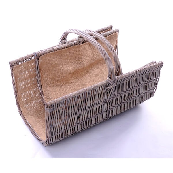 Set of 2 Half Pipe Wicker Log Baskets Homebase