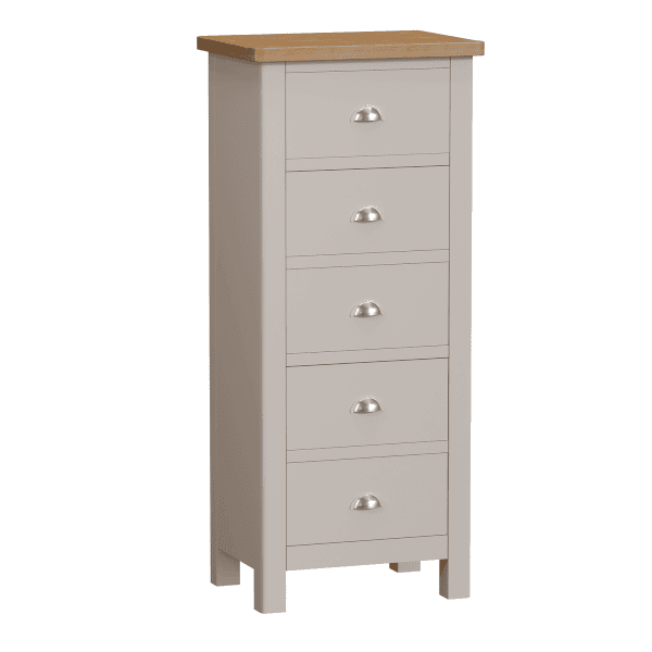 Padstow 5 Drawer Narrow Chest of Drawers Truffle Homebase