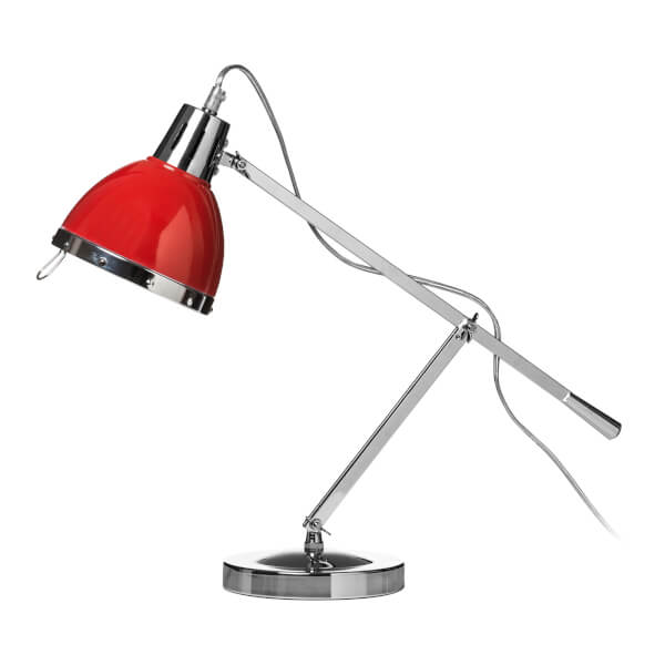 Red Shade and Chrome Adjustable Table Lamp Homebase
