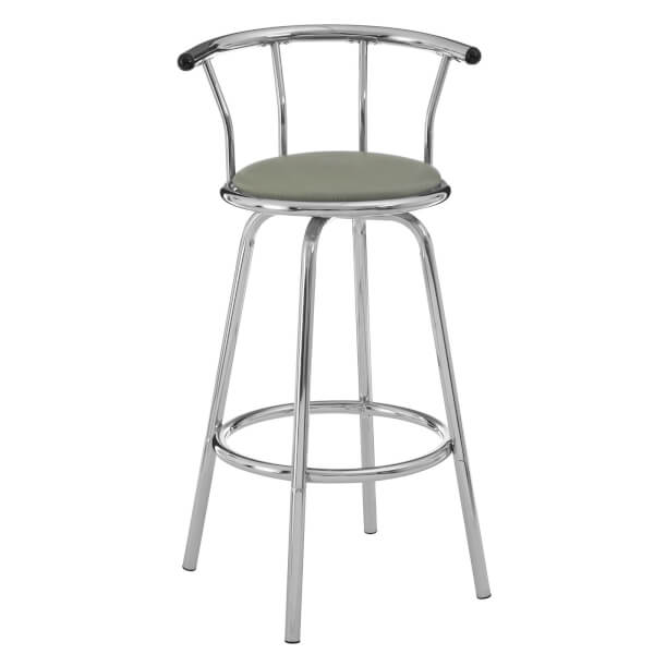 Grey Padded Seat Revolving Bar Stool Homebase