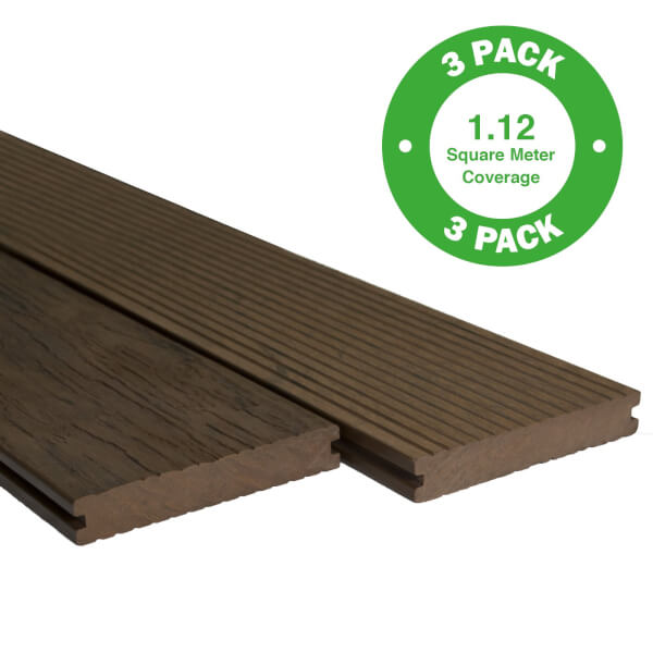 Heritage Board Composite Decking 3 Pack Cedar 1.12m2 Homebase