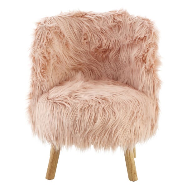 Kids Faux Fur Chair Pink Homebase