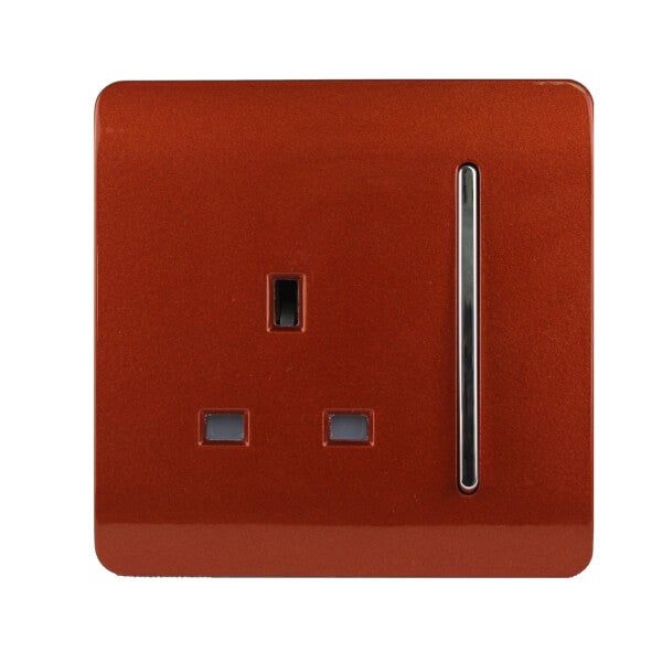 Trendi Switch 1 Gang 13A Plug Light Switch in Screwless Copper Homebase