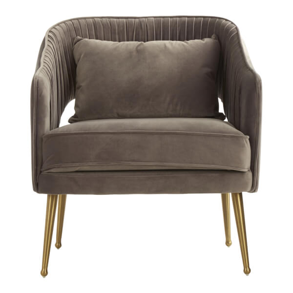 Hendricks Velvet Chair Grey Homebase