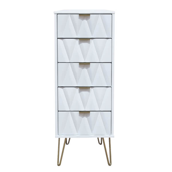 Ice 5 Drawer Bedside Table White Homebase