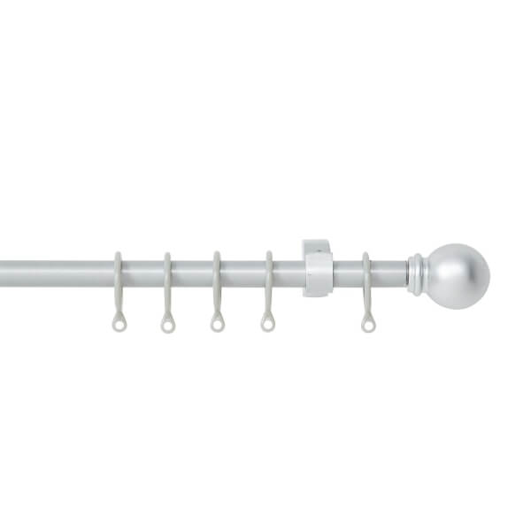Extendable Ball Finial Curtain Pole Silver 1.73m (13/16mm) Homebase
