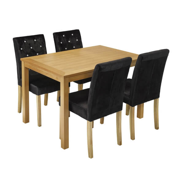 Oakridge 4 Seater Dining Set Paris Dining Chairs Black Homebase