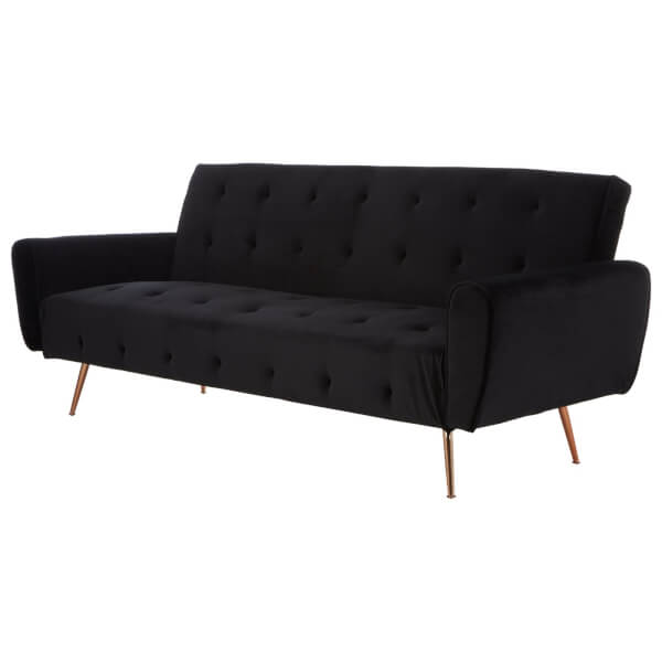 Bowery Sofa Bed Black Velvet Homebase