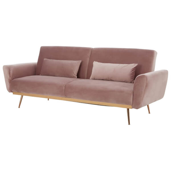 Houston Sofa Bed Pink Velvet Homebase