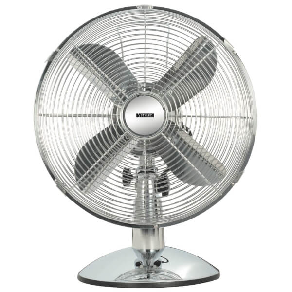 12 Inch Metal Desk Fan Chrome Homebase