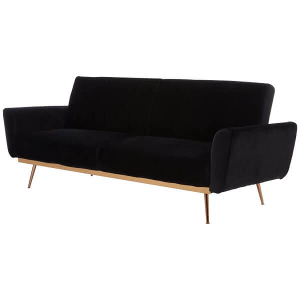 Houston Sofa Bed Black Velvet Homebase