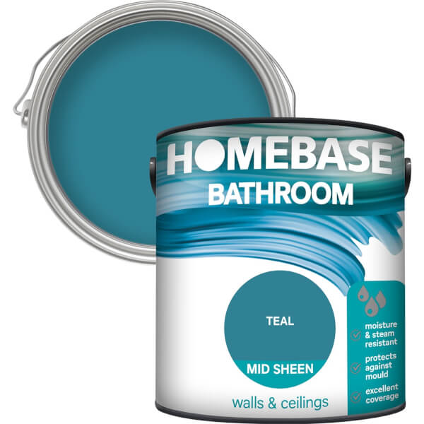 Homebase Bathroom Mid Sheen Paint Teal 2.5L Homebase
