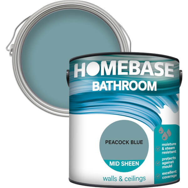Homebase Bathroom Mid Sheen Paint Peacock Blue 2.5L Homebase