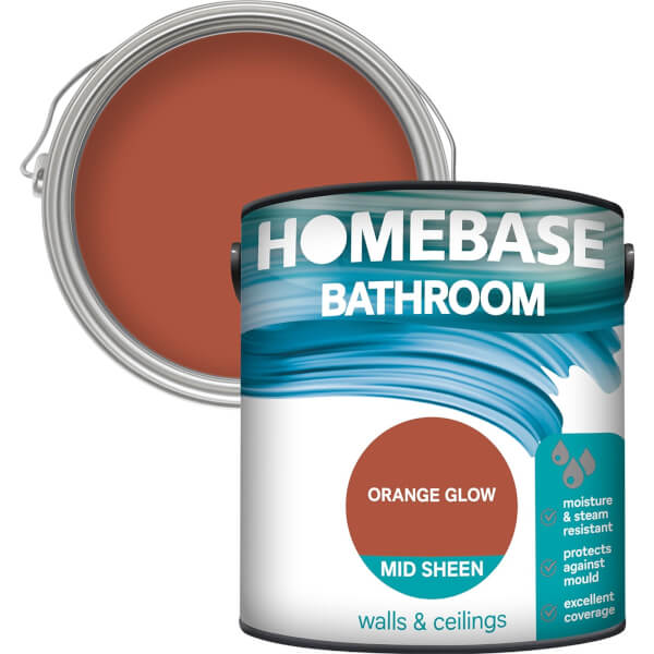Homebase Bathroom Mid Sheen Paint Orange Glow 2.5L Homebase