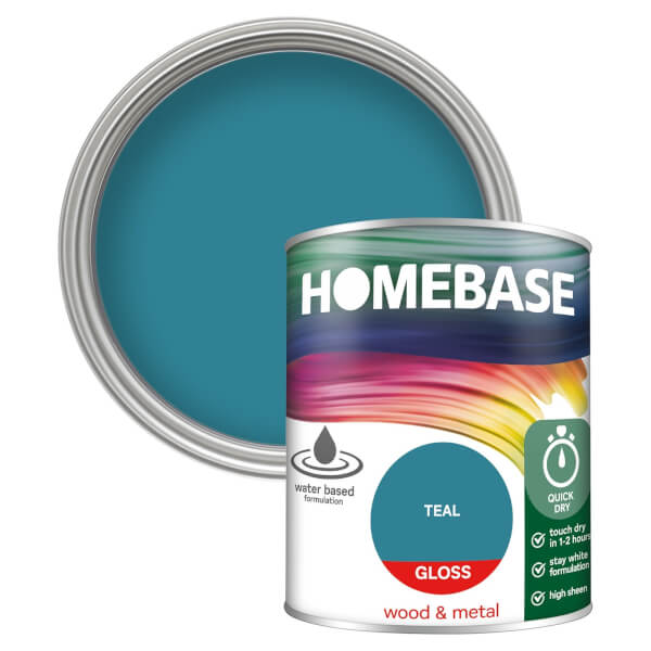 Homebase Interior Quick Dry Gloss Paint Teal 750ml Homebase