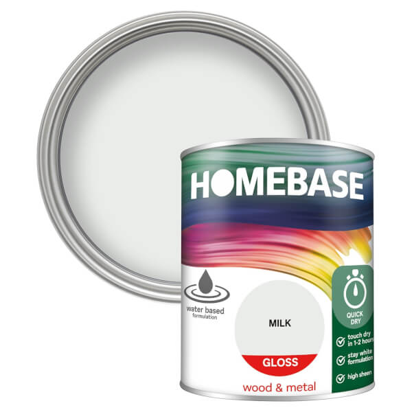 Homebase Interior Quick Dry Gloss Paint Milk 750ml Homebase