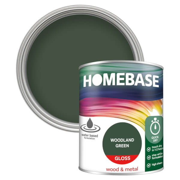 Homebase Interior Quick Dry Gloss Paint Woodland Green 750ml Homebase