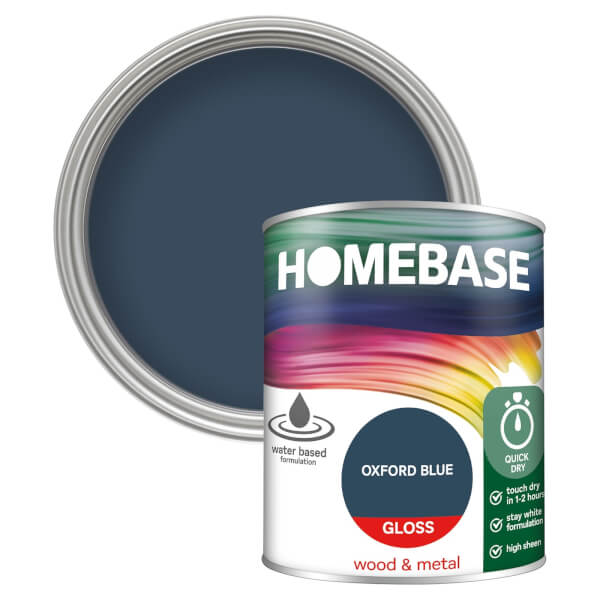Homebase Interior Quick Dry Gloss Paint Oxford Blue 750ml Homebase