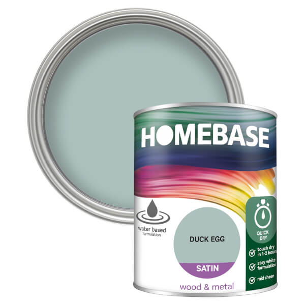Homebase Interior Quick Dry Satin Paint Duck Egg 750ml Homebase