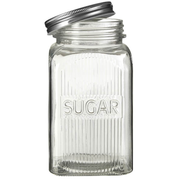Embossed Glass Jars with Silver Finish Lids Homebase