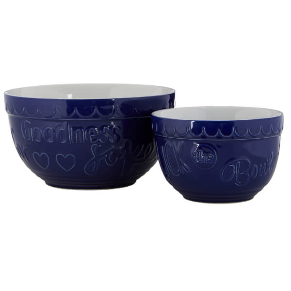 Gigi Round Mixing Bowls Set of 2 Blue & White Homebase