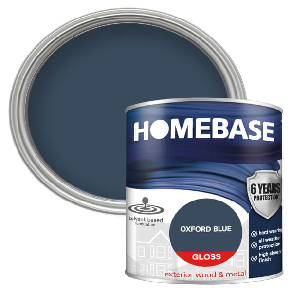 Homebase Exterior Gloss Paint Oxford Blue 750ml Homebase